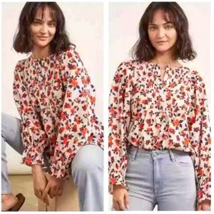 Elizabeth and James Fall Floral Bishop Sleeve Blouse